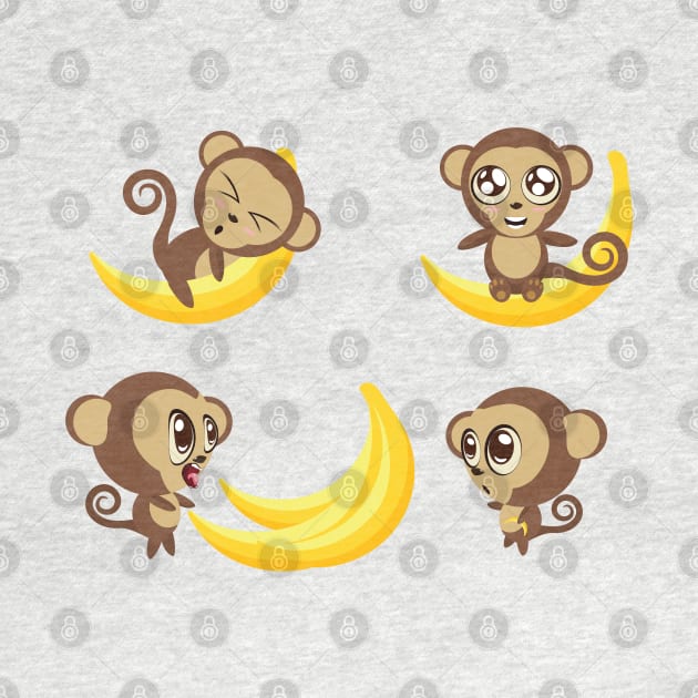 Monkeys with banana by AnnArtshock